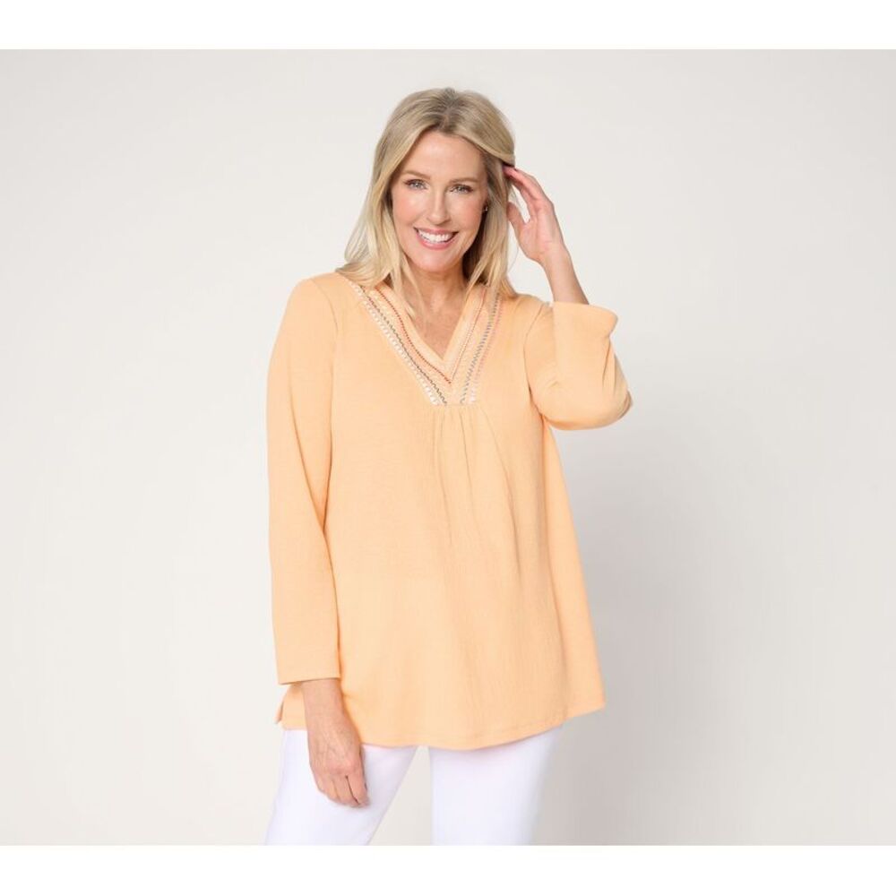 Denim & Co. Women's Top Petite PL Make Your Selection: Beach DARK BEIGE A739137
